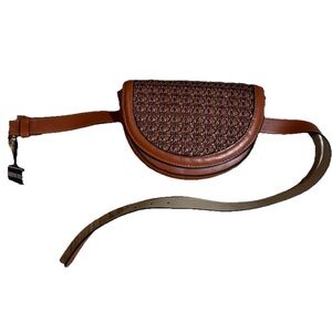 Steve Madden Brown Woven Leather Belt Bag